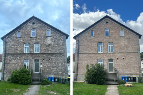 Sandstrahlen und Fugensanierung (Vorher und Nachher)